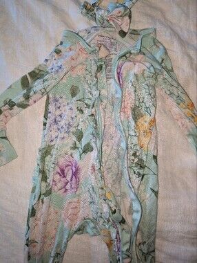 Posh Peanut Zipper Erin Footie Ruffled One Piece 9-12mos